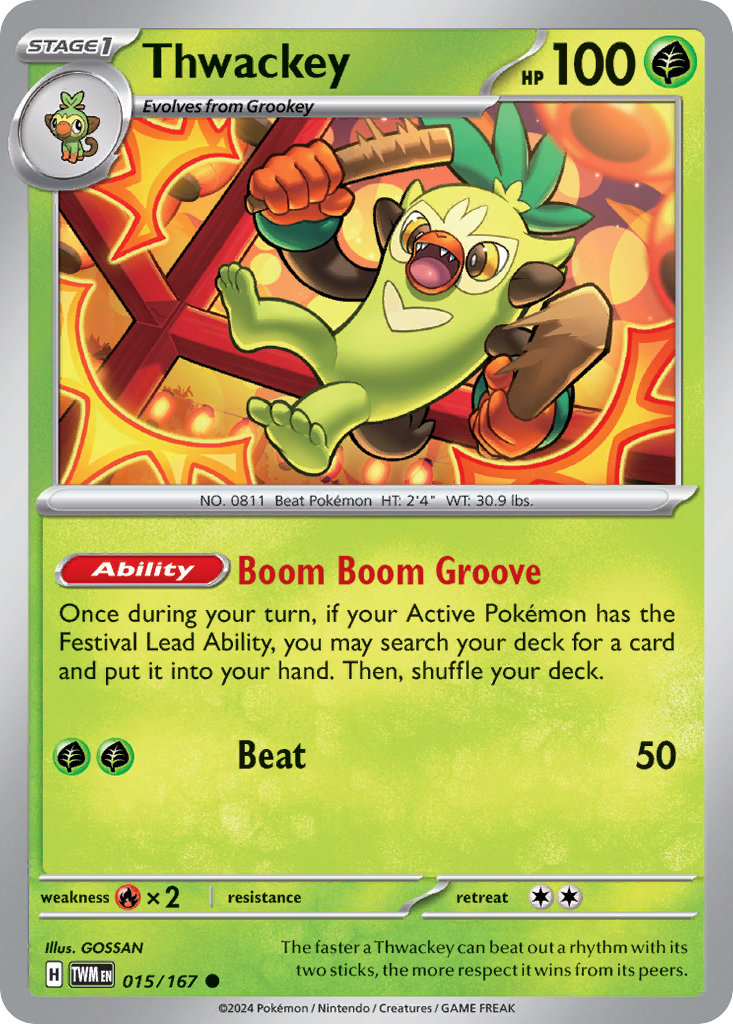 Thwackey - 015/167 - - TWILIGHT MASQUERADE - Pokemon - Common | AA76-26