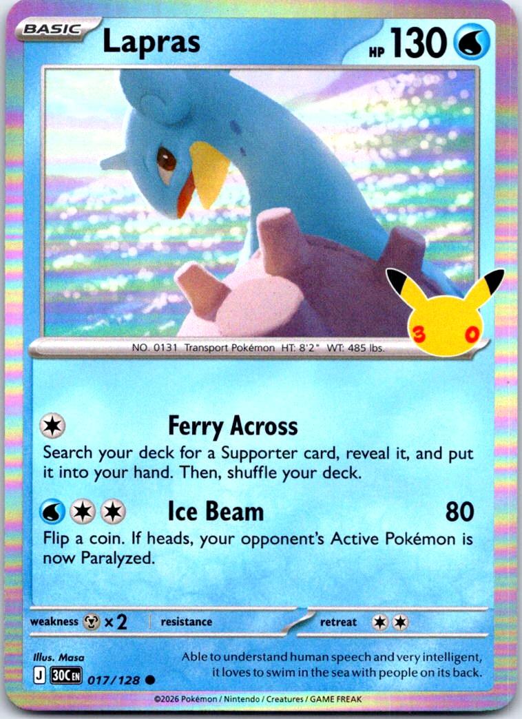 Lapras - 017/128 - Holo - ME: 30TH CELEBRATION - Pokemon - Common | AB31-44