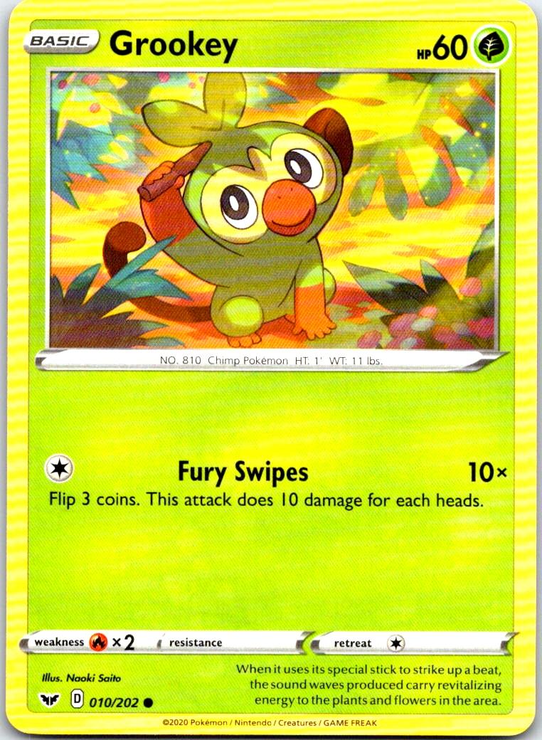 Grookey - 010/202 - - SWORD & SHIELD - Pokemon - Common | AB77-15