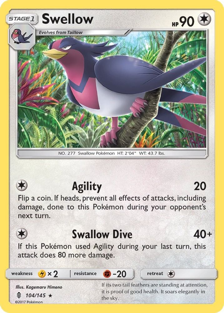 Swellow - 104/145 - - GUARDIANS RISING - Pokemon - Rare | AA73-6