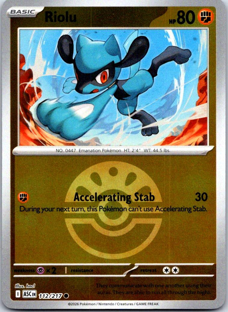 Riolu (Friend Ball) - 112/217 - Reverse Holo - ASCENDED HEROES - Pokemon - | AB01-45