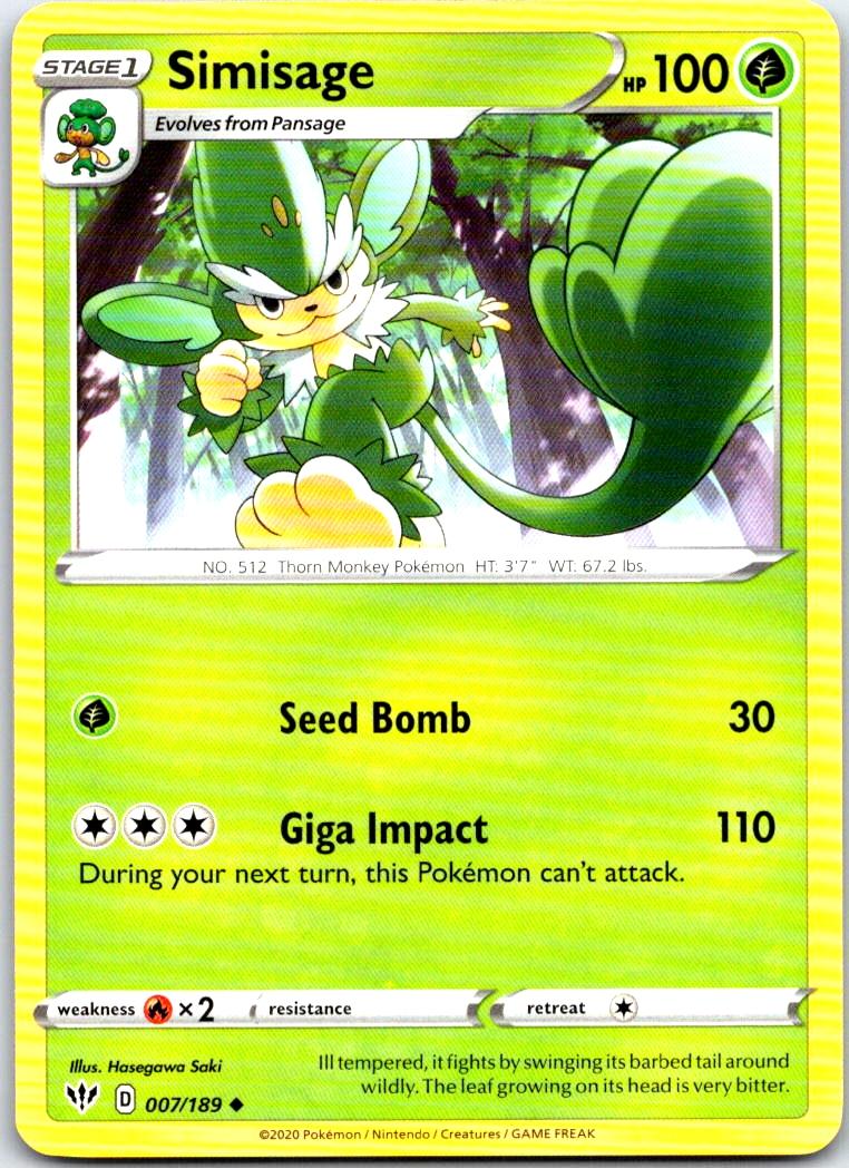 Simisage - 007/189 - - DARKNESS ABLAZE - Pokemon - Uncommon | AB77-48