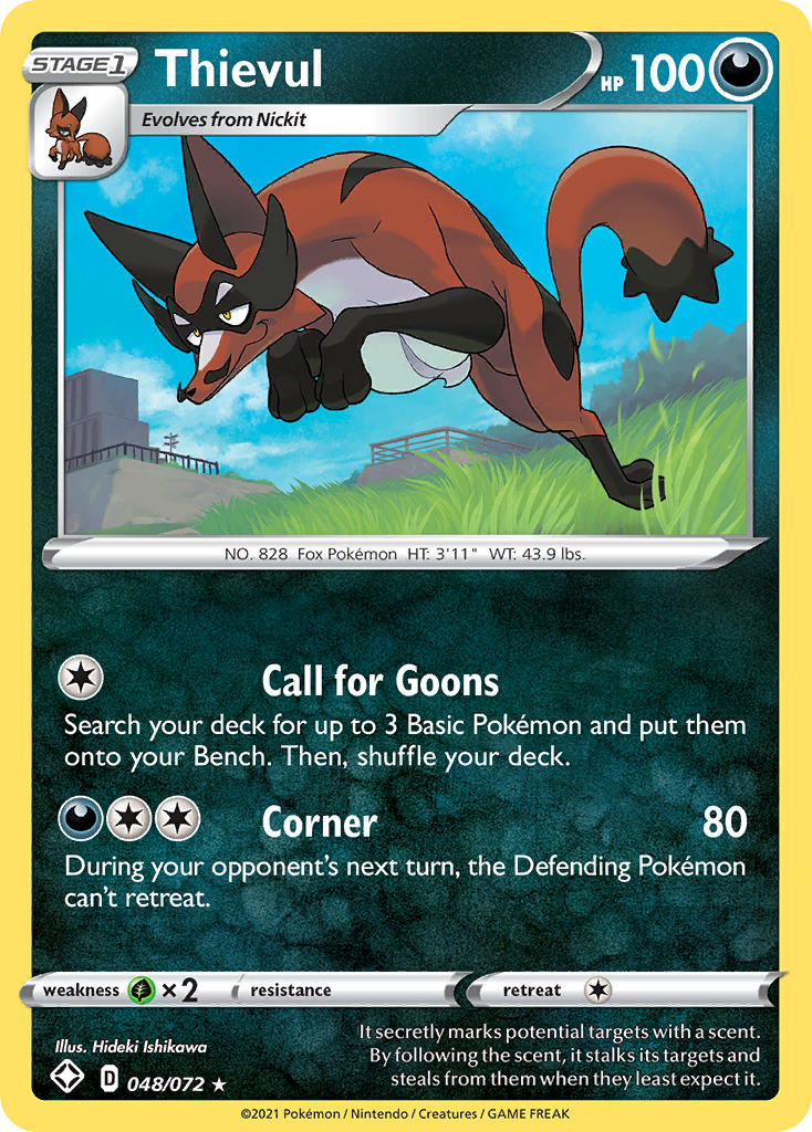 Thievul - 048/072 - Reverse Holo - SHINING FATES - Pokemon - Rare | AA116-18