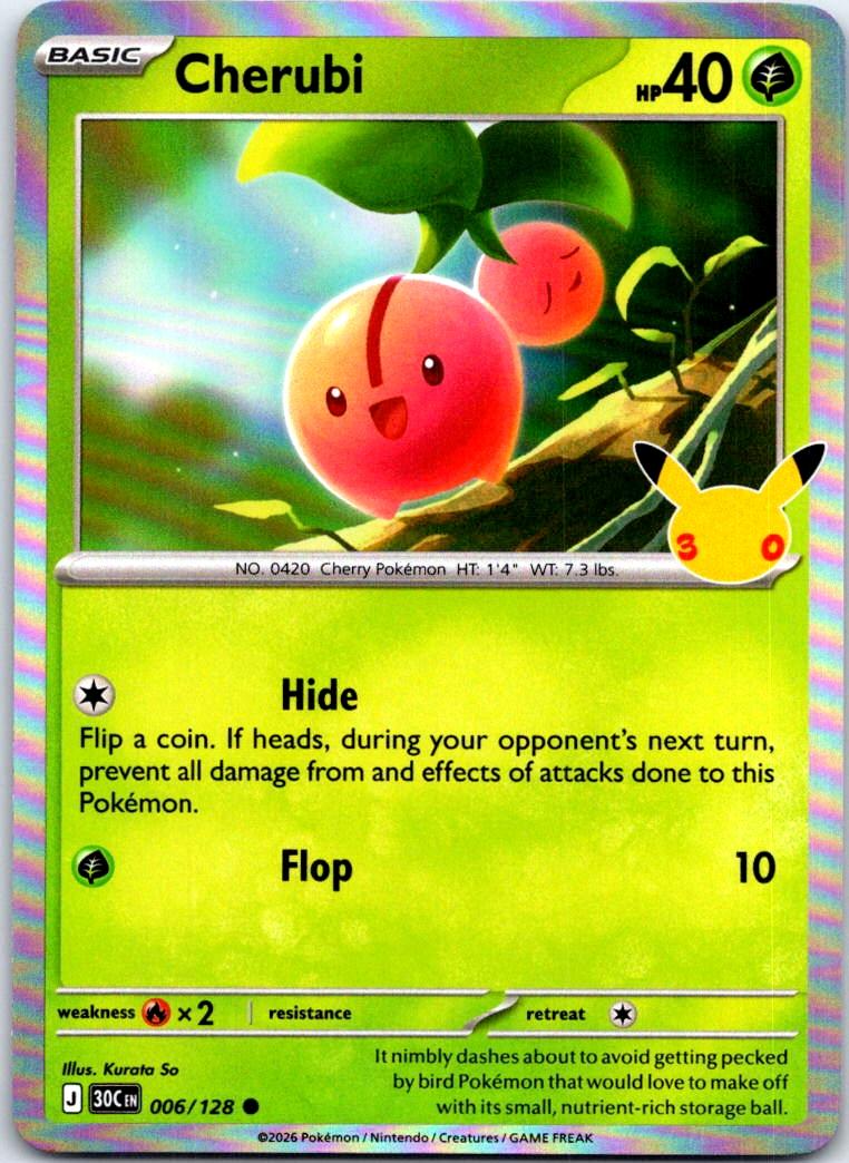 Cherubi - 006/128 - Holo - ME: 30TH CELEBRATION - Pokemon - Common | AC31-26