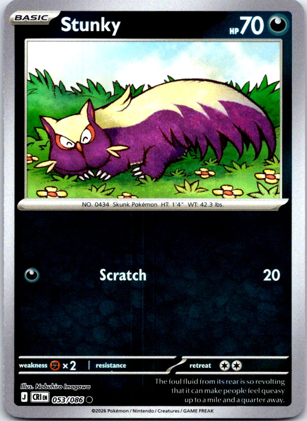 Stunky - 053/086 - Reverse Holo - CHAOS RISING - Pokemon - Common | AC26-49