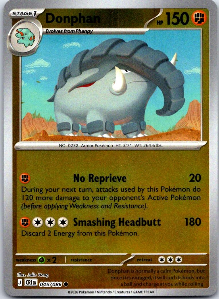 Donphan - 045/086 - Reverse Holo - CHAOS RISING - Pokemon - Common | AA131-16