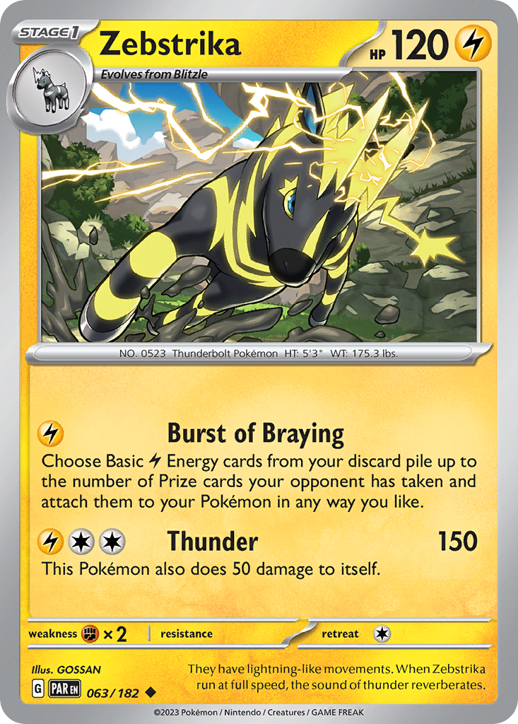 Zebstrika - 063/182 - - PARADOX RIFT - Pokemon - Uncommon | AA48-83