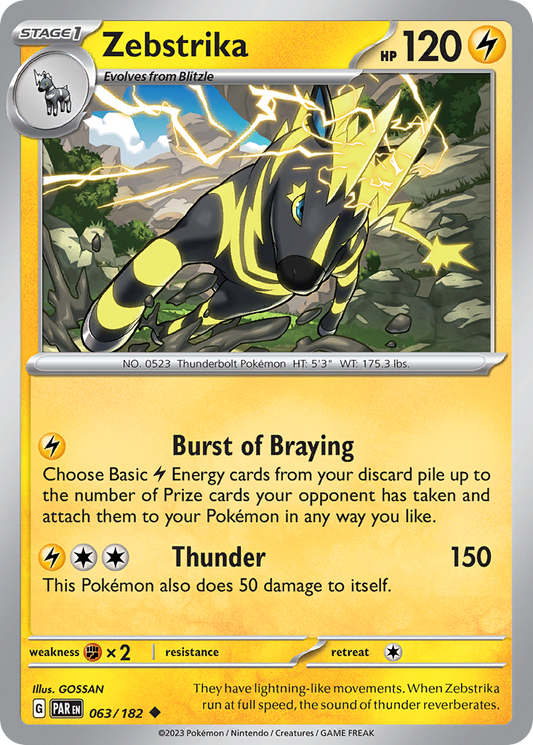 Zebstrika - 063/182 - - PARADOX RIFT - Pokemon - Uncommon | AA48-83