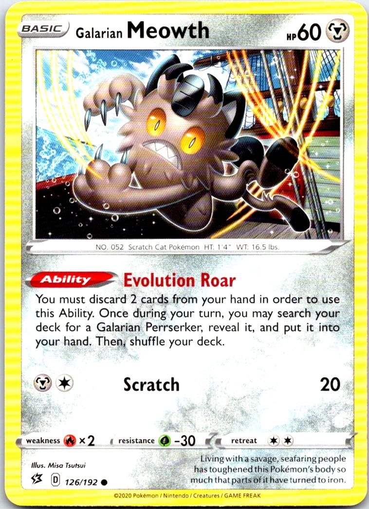 Galarian Meowth - 126/192 - - REBEL CLASH - Pokemon - Common | AB77-31