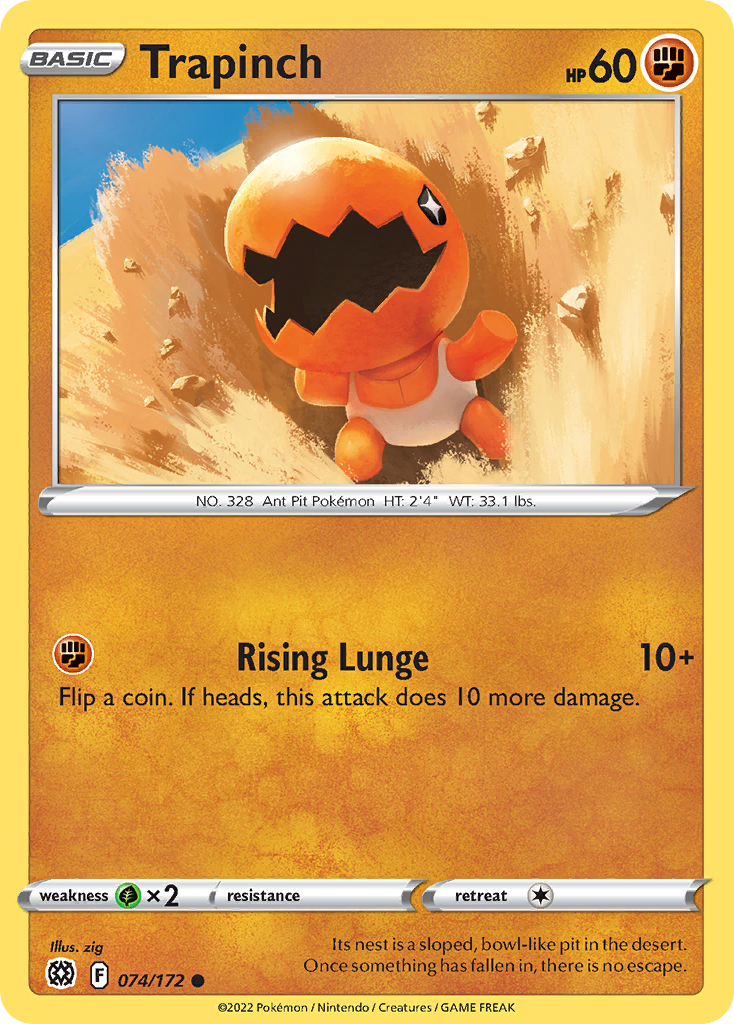 Trapinch - 074/172 - Reverse Holo - BRILLIANT STARS - Pokemon - Common | AA72-17