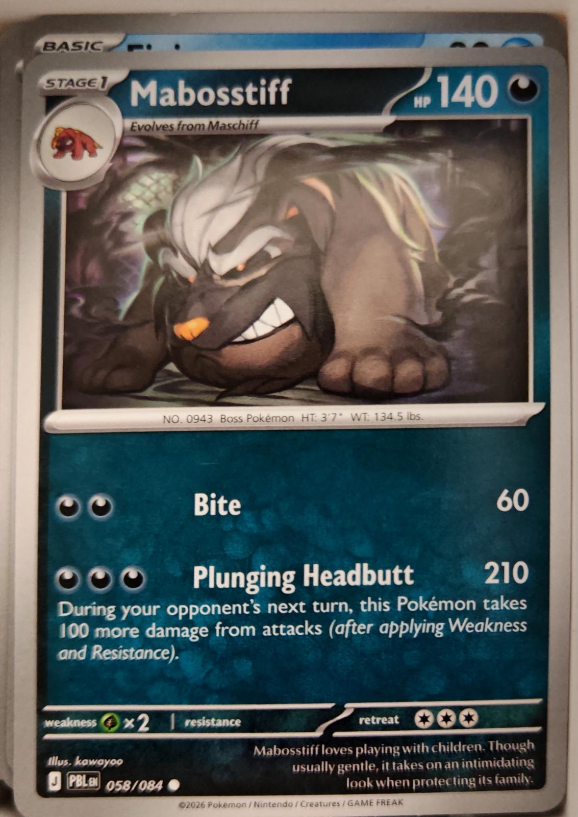 Mabosstiff - 058/084 - - PITCH BLACK - Pokemon - Common | AA16-80