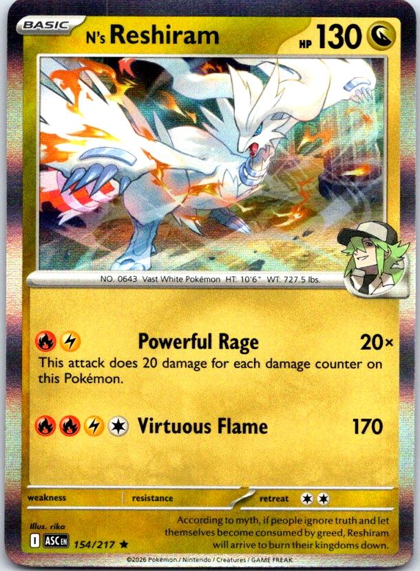 N's Reshiram - 154/217 - Holo - ASCENDED HEROES - Pokemon - Rare | AC29-7