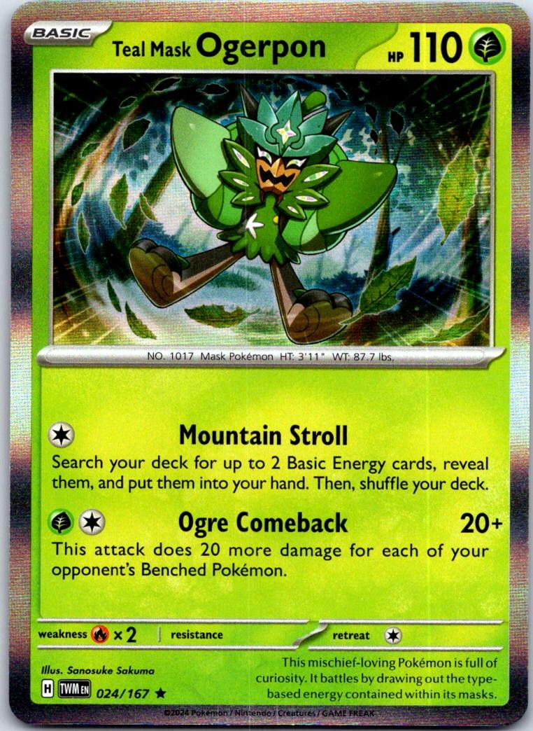 Teal Mask Ogerpon - 024/167 - Holo - TWILIGHT MASQUERADE - Pokemon - | AB08-37