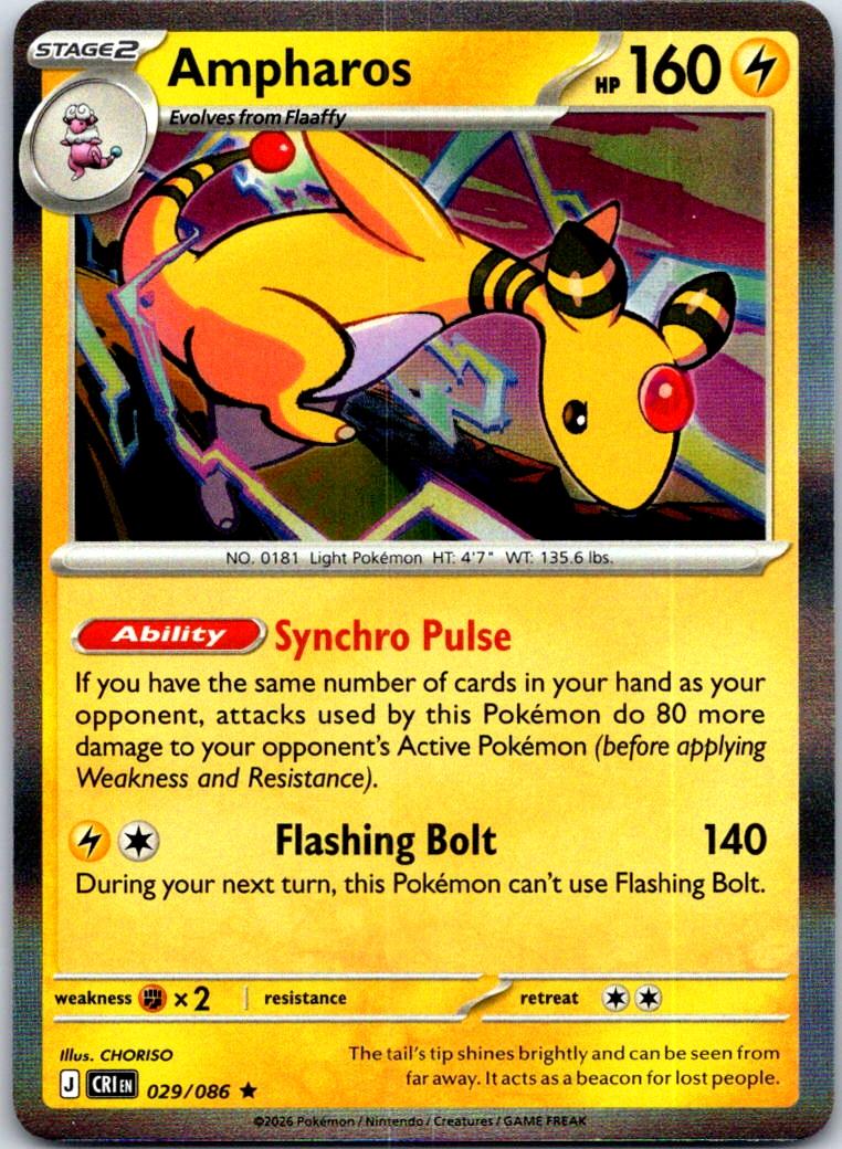 Ampharos - 029/086 - Holo - CHAOS RISING - Pokemon - Rare | AB08-38