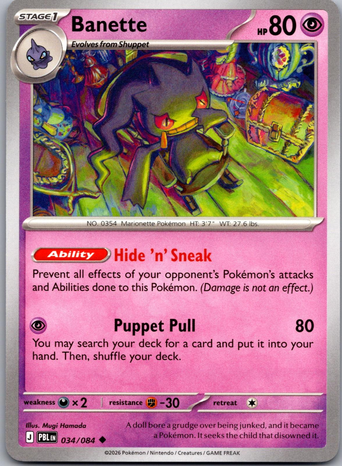 Banette - 034/084 - - PITCH BLACK - Pokemon - Uncommon | AA78-19