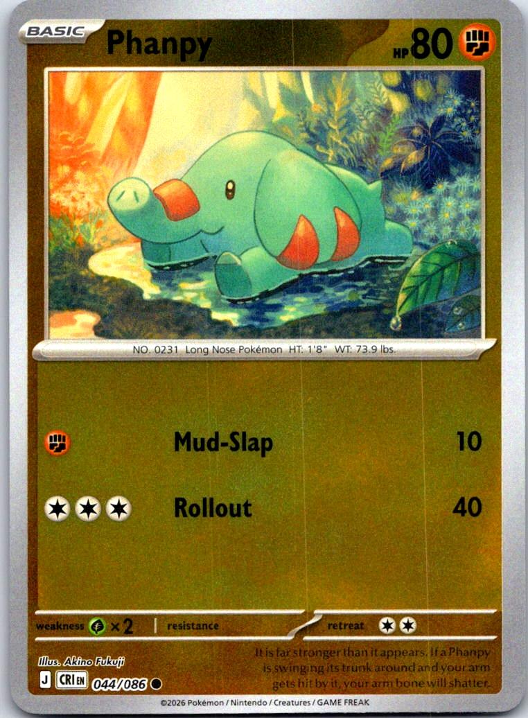 Phanpy - 044/086 - Reverse Holo - CHAOS RISING - Pokemon - Common | AA132-7
