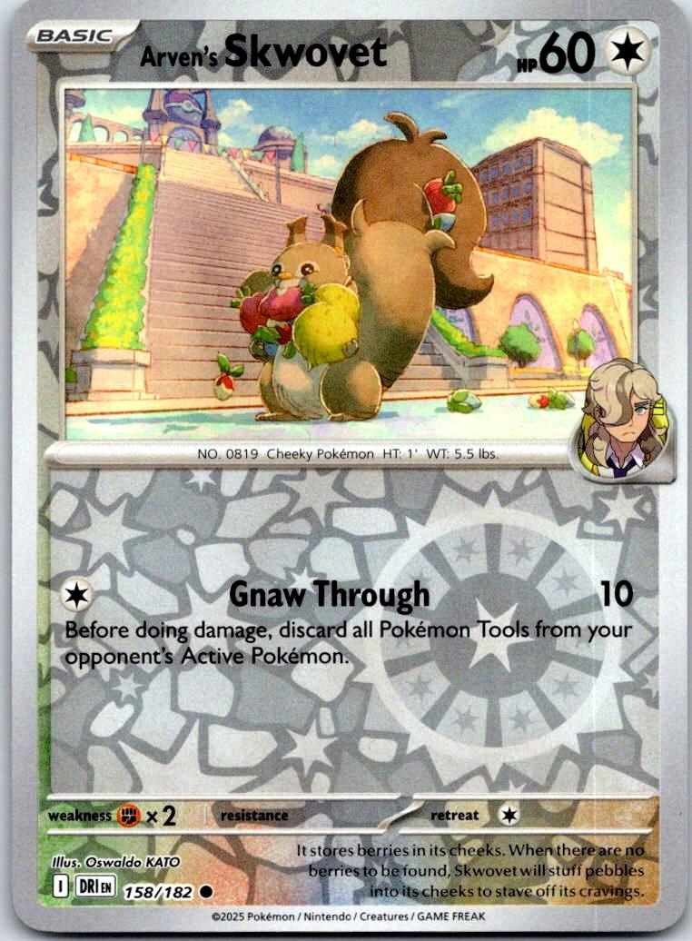 Arven's Skwovet - 158/182 - Reverse Holo - DESTINED RIVALS - Pokemon - | AA125-7