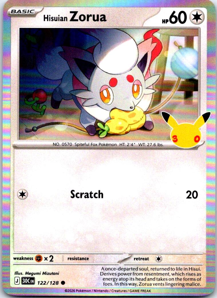 Hisuian Zorua - 122/128 - Holo - ME: 30TH CELEBRATION - Pokemon - | AB31-40