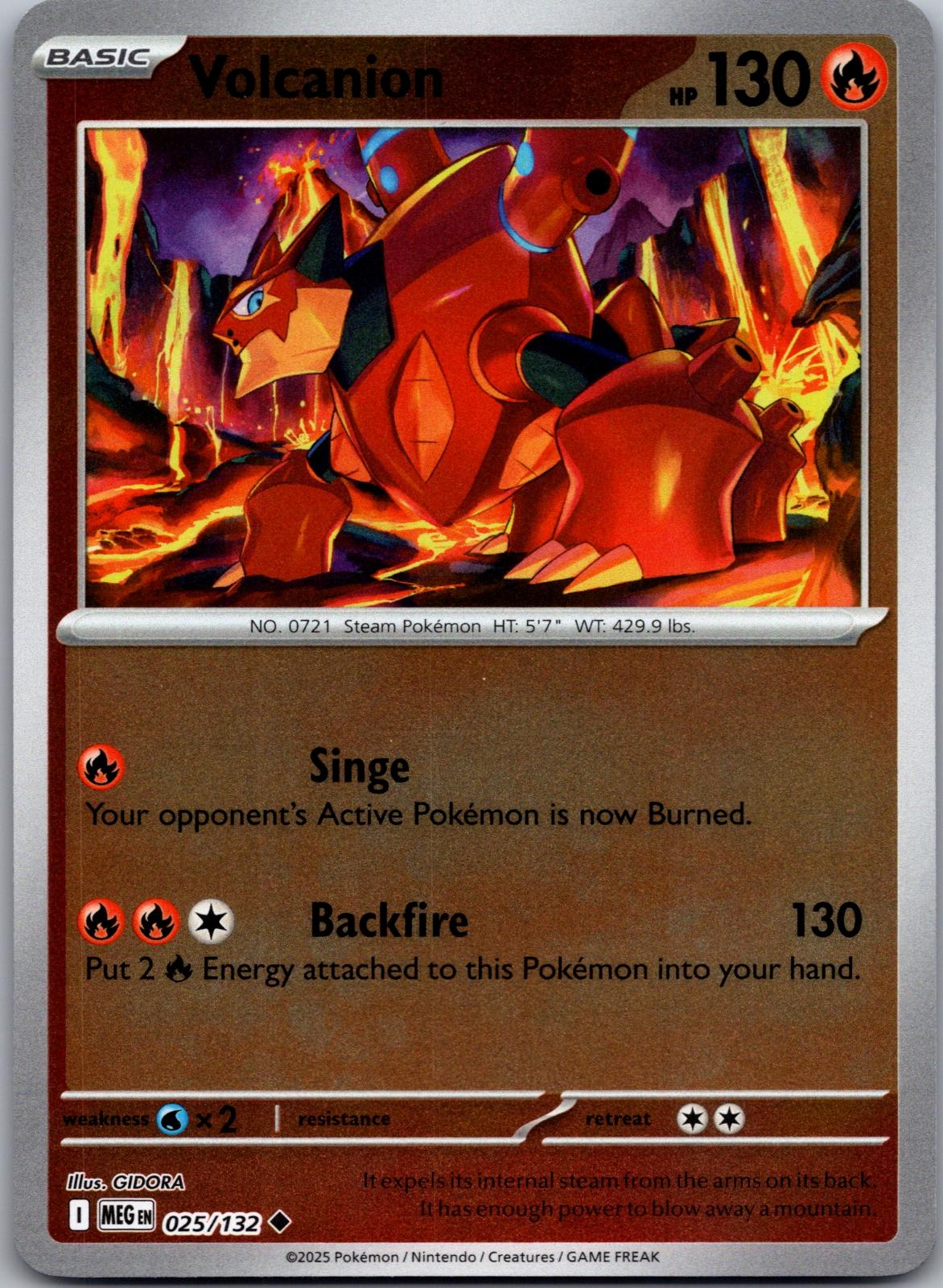Volcanion - 025/132 - Reverse Holo - MEGA EVOLUTION - Pokemon - | AA80-3