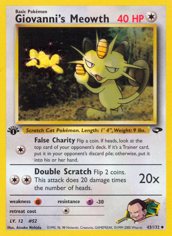 Giovanni's Meowth - 43/132 - Unlimited - GYM CHALLENGE - Pokemon - | AA113-9