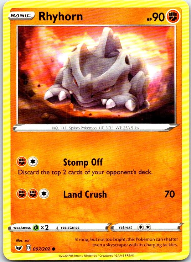 Rhyhorn - 097/202 - - SWORD & SHIELD - Pokemon - Common | AB98-31