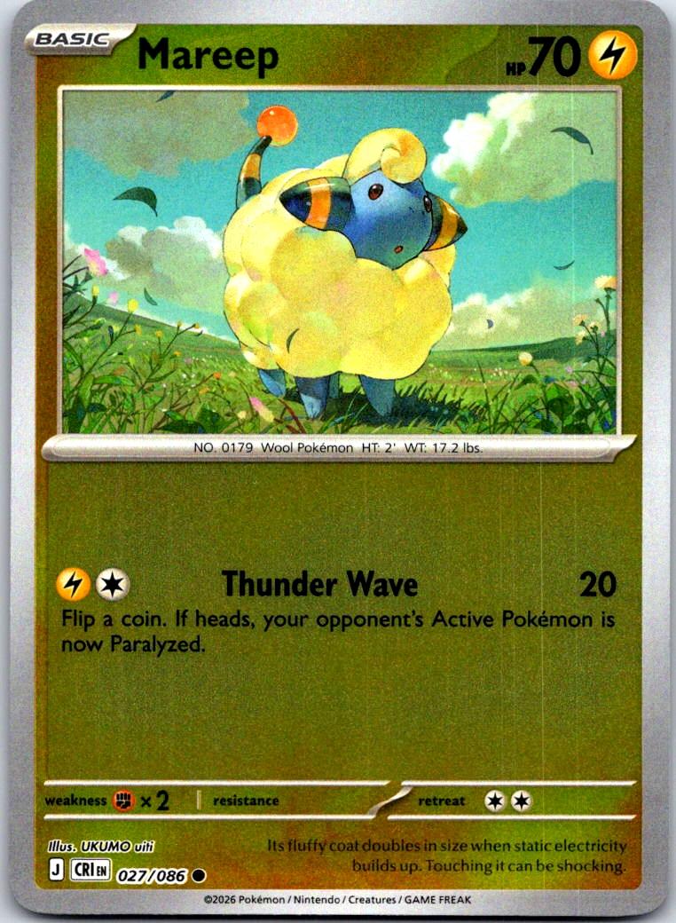 Mareep - 027/086 - Reverse Holo - CHAOS RISING - Pokemon - Common | AA126-32