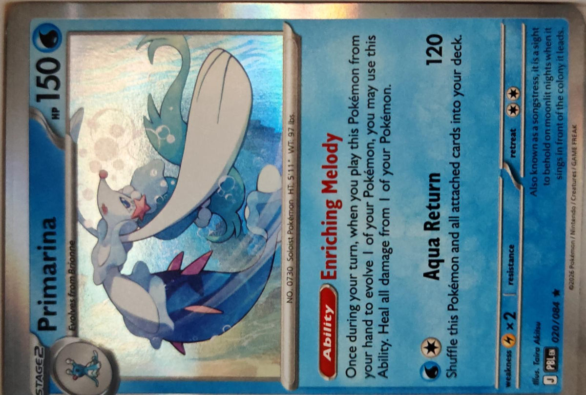 Primarina - 020/084 - Holo - PITCH BLACK - Pokemon - Rare | AA14-8