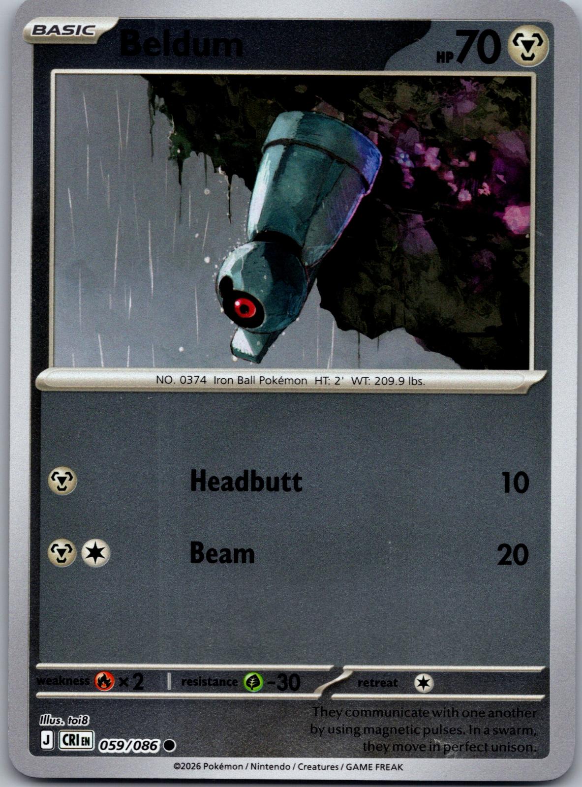 Beldum - 059/086 - Reverse Holo - CHAOS RISING - Pokemon - Common | AA80-29