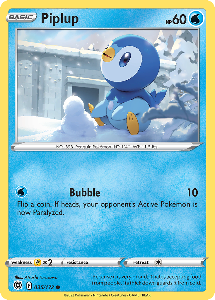 Piplup - 035/172 - - BRILLIANT STARS - Pokemon - Common | AA21-26