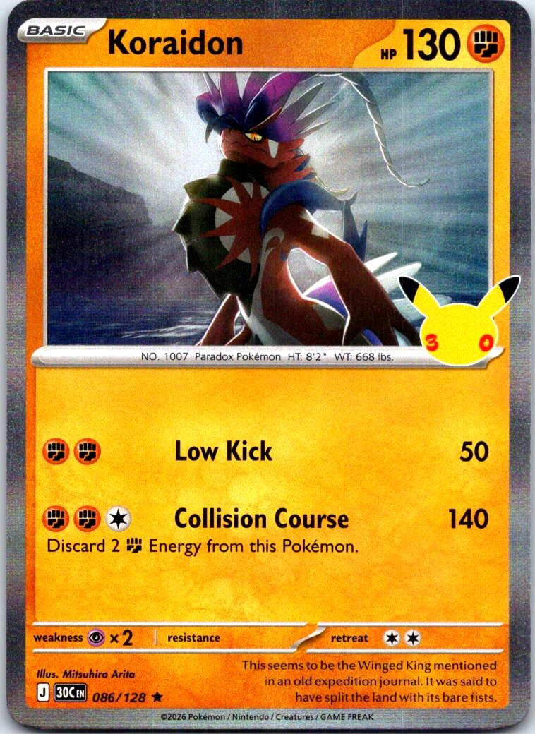 Koraidon - 086/128 - Holo - ME: 30TH CELEBRATION - Pokemon - Rare | AB31-39
