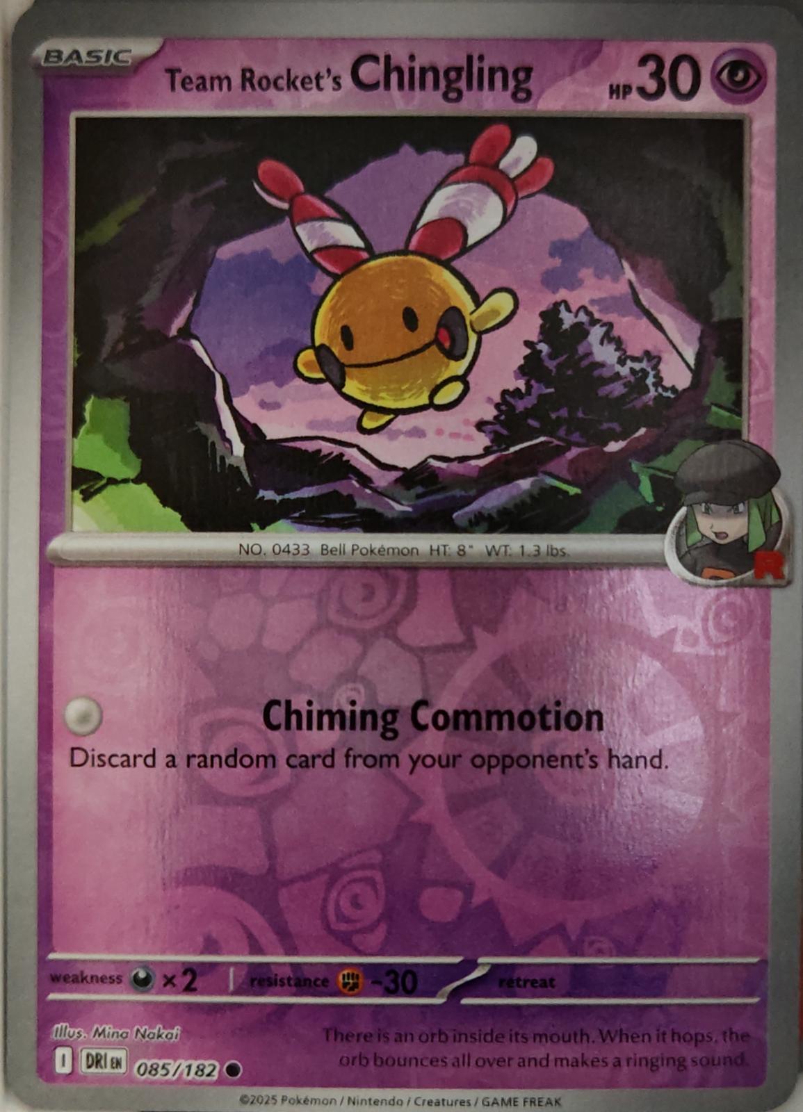 Team Rocket's Chingling - 085/182 - Reverse Holo - DESTINED RIVALS - Pokemon - | AA20-2
