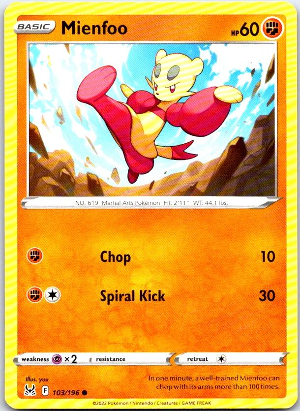 Mienfoo - 103/196 - - LOST ORIGIN - Pokemon - Common | AC10-11