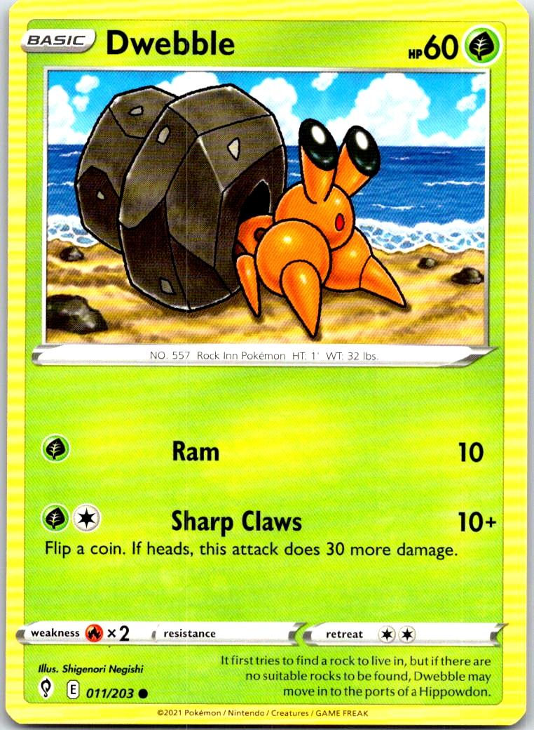 Dwebble - 011/203 - - EVOLVING SKIES - Pokemon - Common | AB36-39