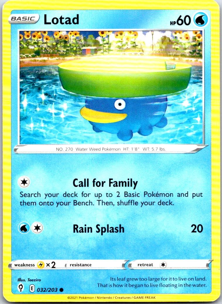 Lotad - 032/203 - - EVOLVING SKIES - Pokemon - Common | AB10-12