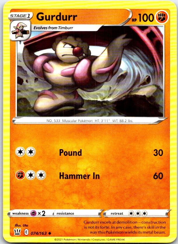 Gurdurr - 074/163 - - BATTLE STYLES - Pokemon - Uncommon | AB98-9