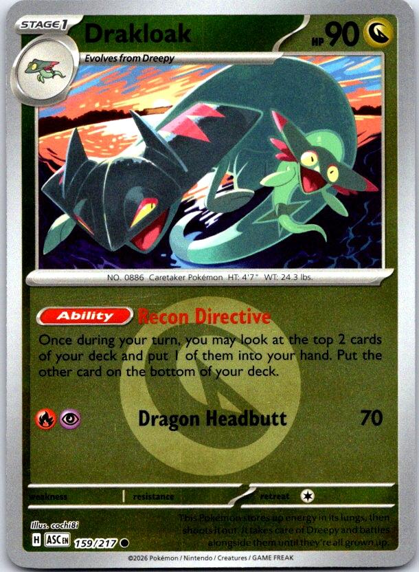 Drakloak (Energy Symbol Pattern) - 159/217 - Reverse Holo - ASCENDED HEROES - Pokemon - | AC26-24