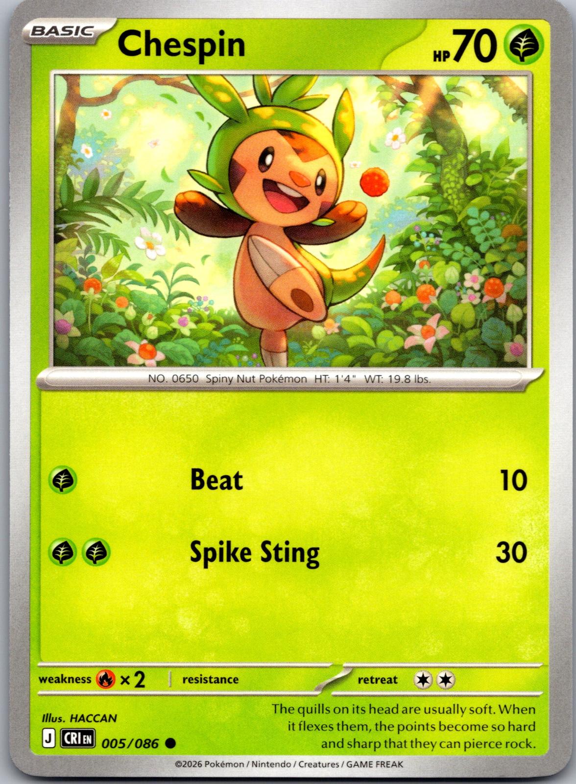 Chespin - 005/086 - - CHAOS RISING - Pokemon - Common | AA78-6