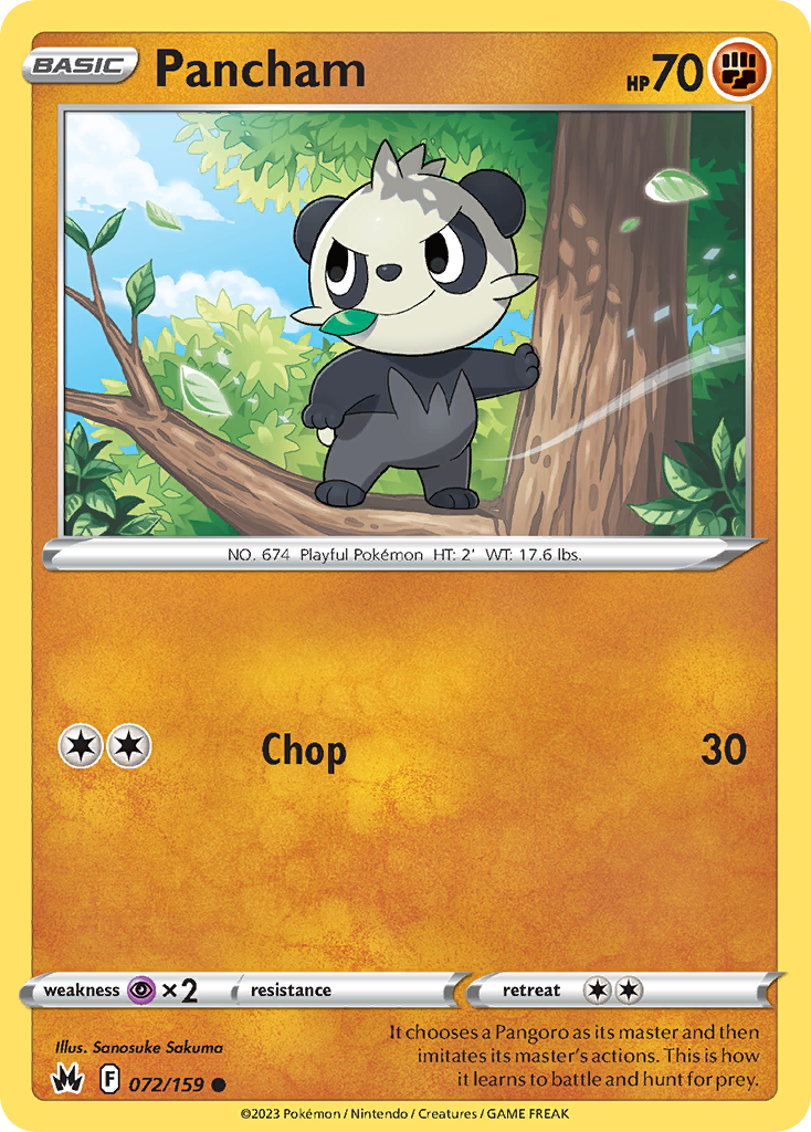 Pancham - 072/159 - - CROWN ZENITH - Pokemon - Common | AA104-36