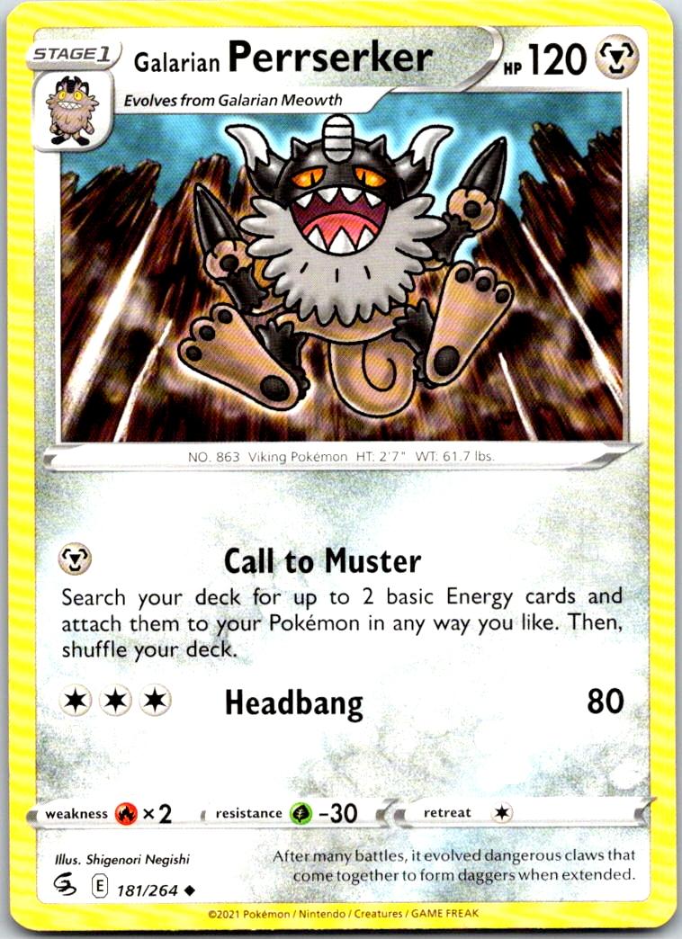 Galarian Perrserker - 181/264 - - FUSION STRIKE - Pokemon - Uncommon | AB10-43