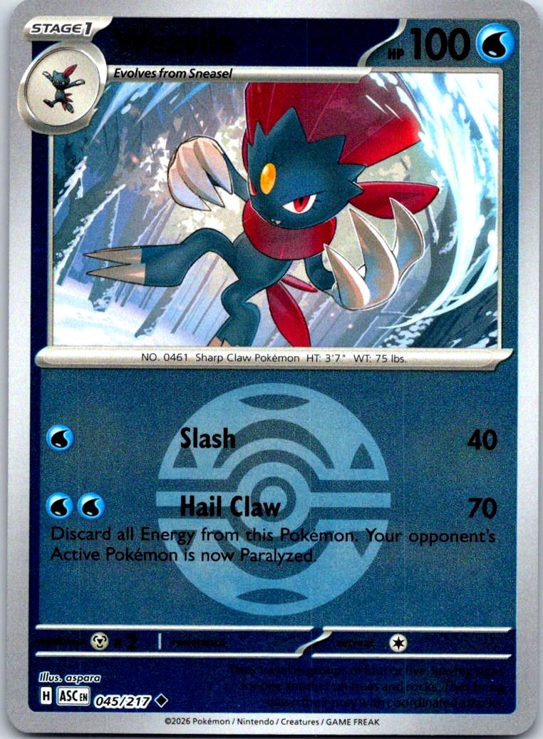 Weavile (Dusk Ball) - 045/217 - Reverse Holo - ASCENDED HEROES - Pokemon - | AB04-4