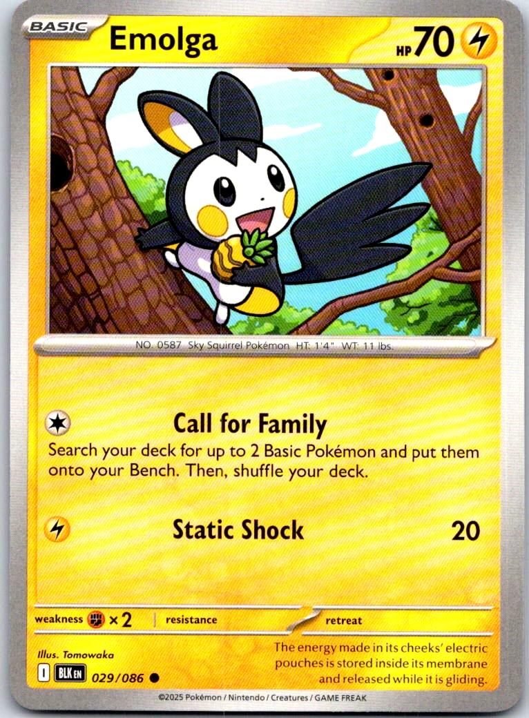 Emolga - 029/086 - - BLACK BOLT - Pokemon - Common | AA112-14