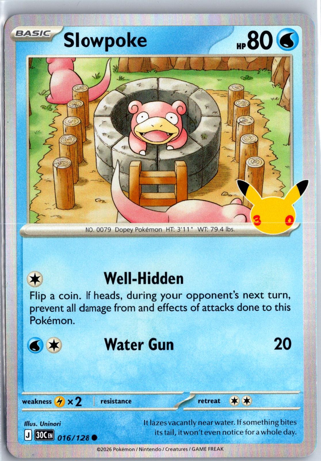 Slowpoke - 016/128 - Holo - ME: 30TH CELEBRATION - Pokemon - Common | AA94-30