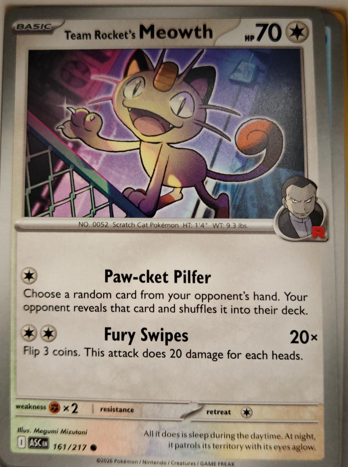 Team Rocket's Meowth - 161/217 - - ASCENDED HEROES - Pokemon - Common | AA03-31