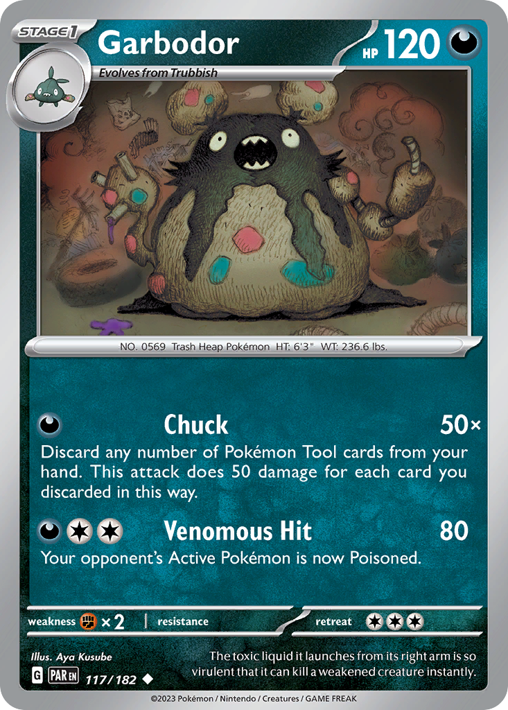 Garbodor - 117/182 - - PARADOX RIFT - Pokemon - Uncommon | AA42-6