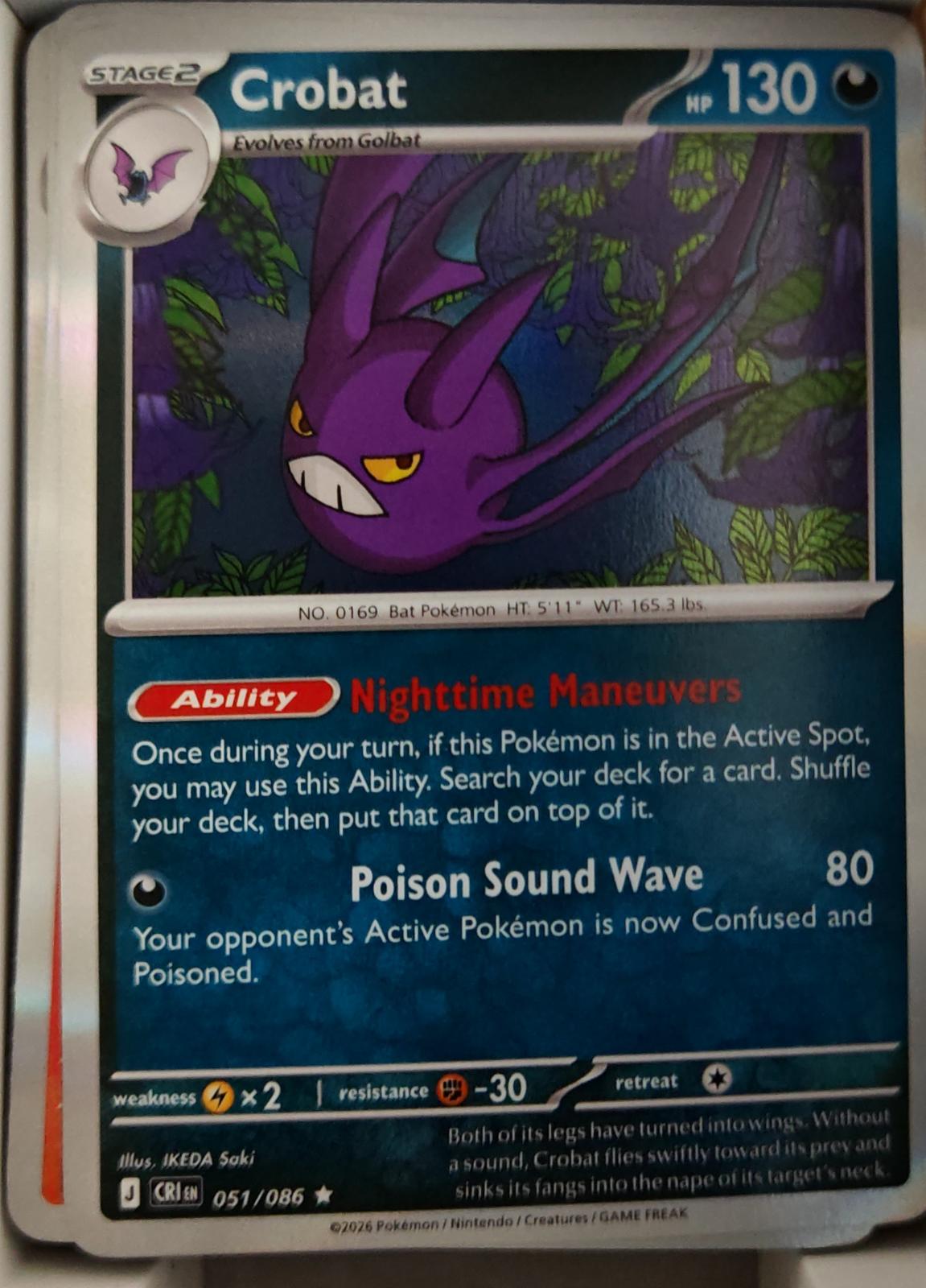 Crobat - 051/086 - Holo - CHAOS RISING - Pokemon - Rare | AA38-68