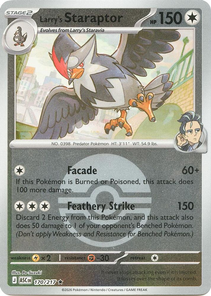 Larry's Staraptor (Poke Ball) - 170/217 - Reverse Holo - ASCENDED HEROES - Pokemon - | AA19-89