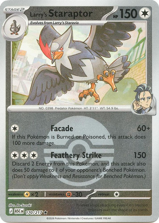Larry's Staraptor (Poke Ball) - 170/217 - Reverse Holo - ASCENDED HEROES - Pokemon - | AA19-89
