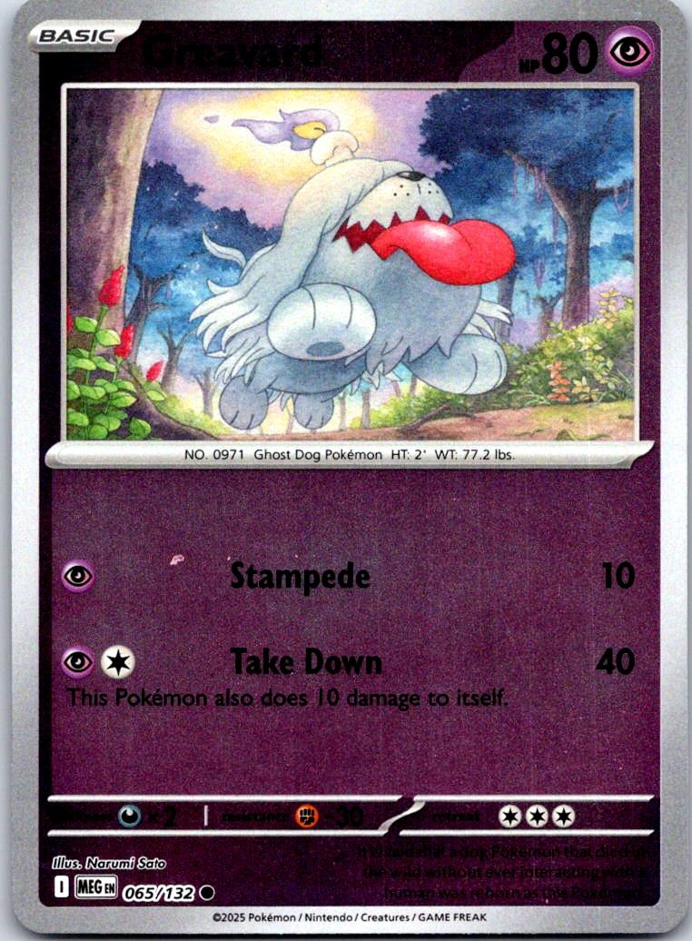 Greavard - 065/132 - Reverse Holo - MEGA EVOLUTION - Pokemon - Common | AA125-28