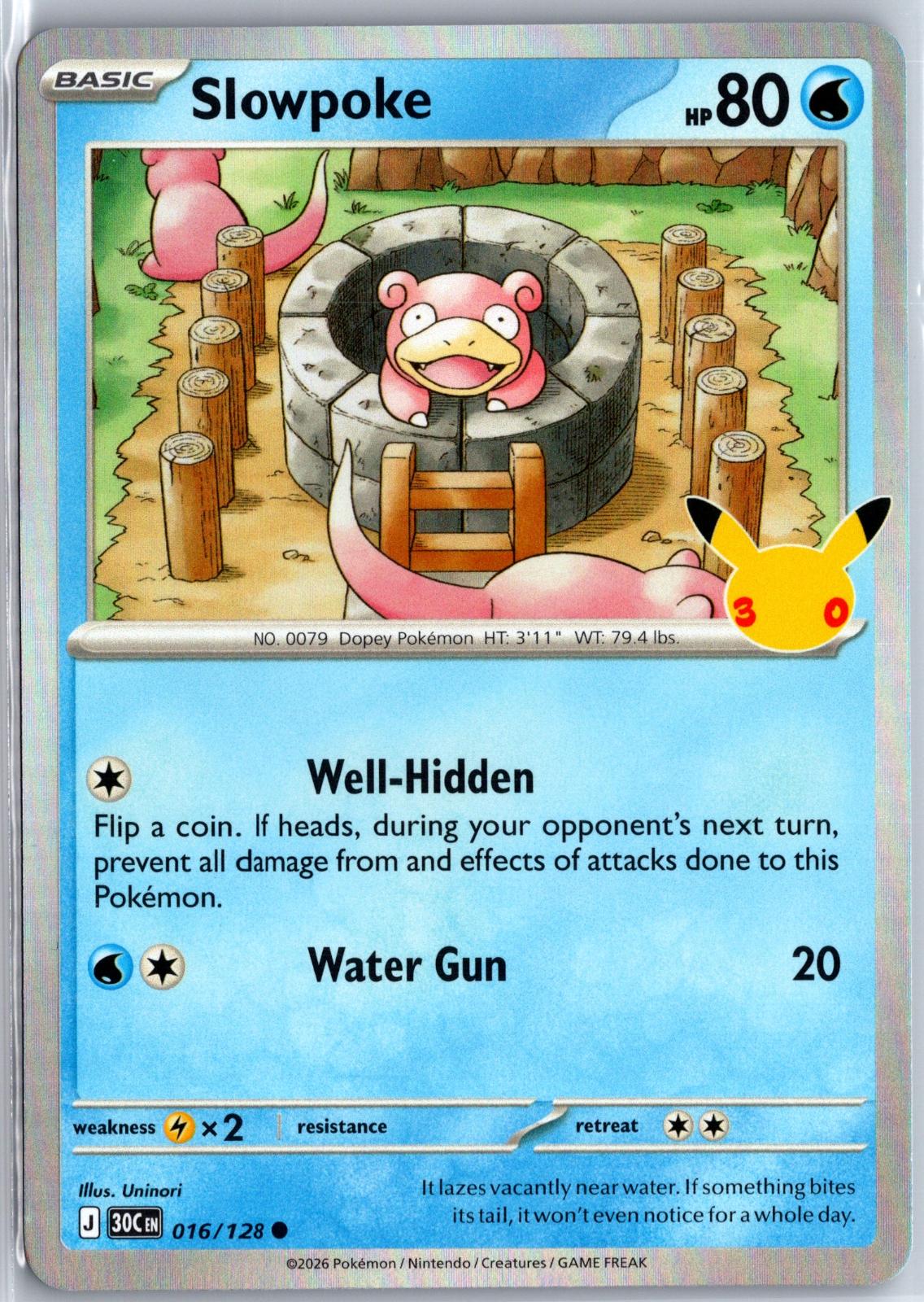 Slowpoke - 016/128 - Holo - ME: 30TH CELEBRATION - Pokemon - Common | AA97-31