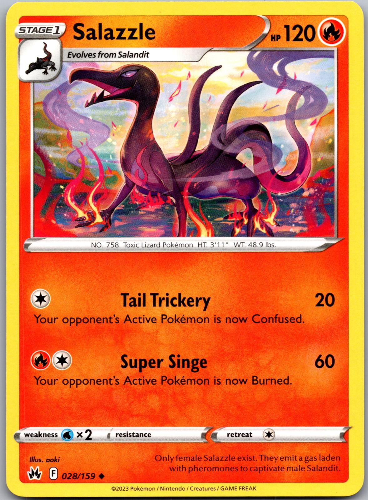 Salazzle - 028/159 - - CROWN ZENITH - Pokemon - Uncommon | AA92-25